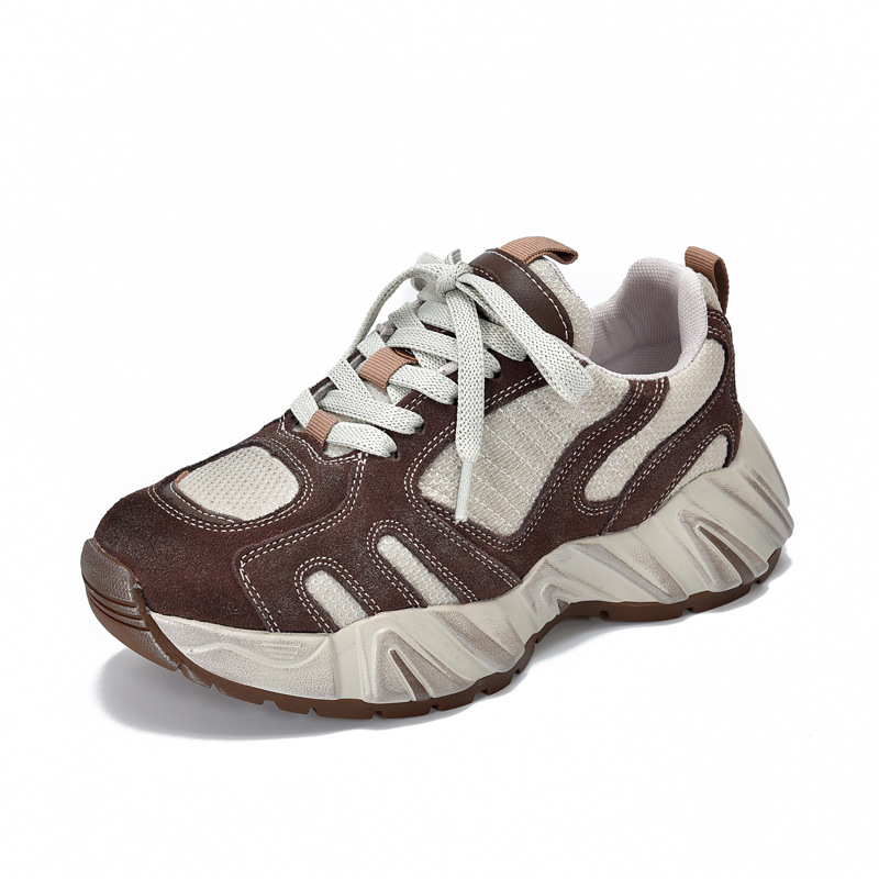 Ethnic Fashion - 4.5cm Air Mesh Suede Genuine Leather