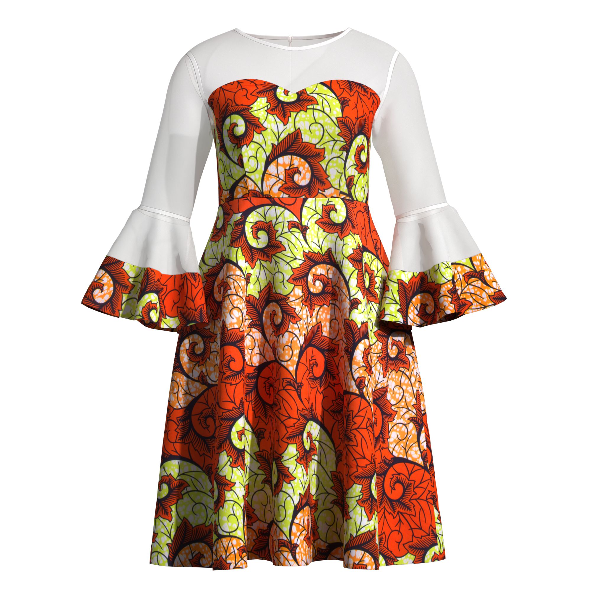 African Ankara Print - Women African Ankara Print Midi Dress