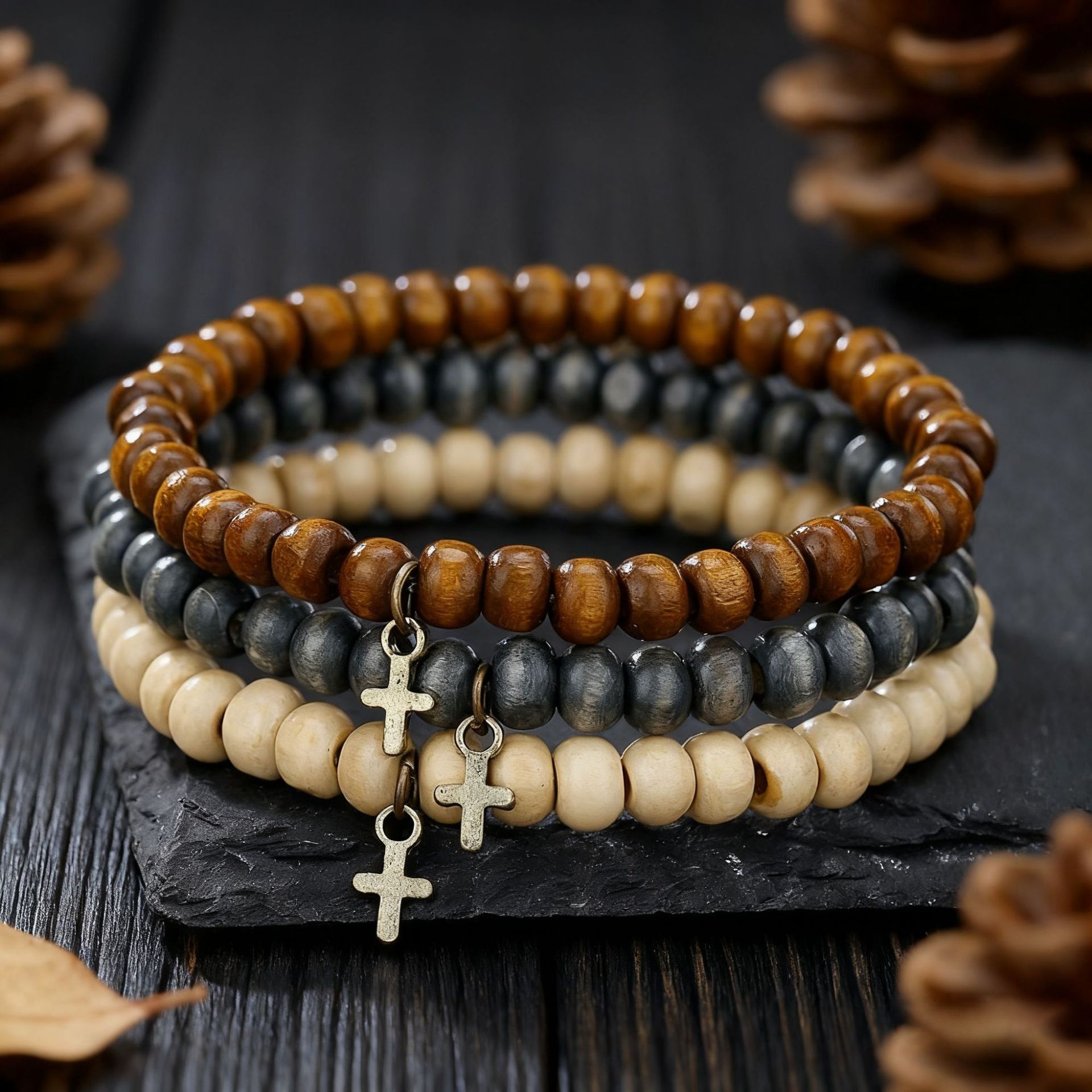 Wood Beaded Bracelet for Men,  - Ethnic Wear Men'S Fashion recension och pris