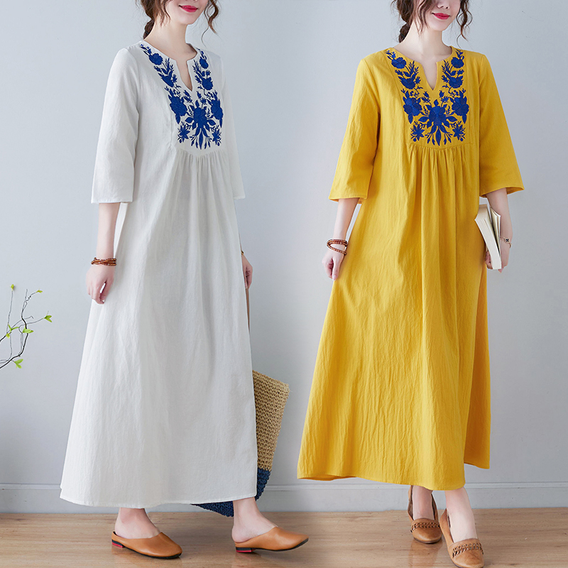 New Ethnic Style Loose Deep V- - Ethnic Fashion Trend recension och pris