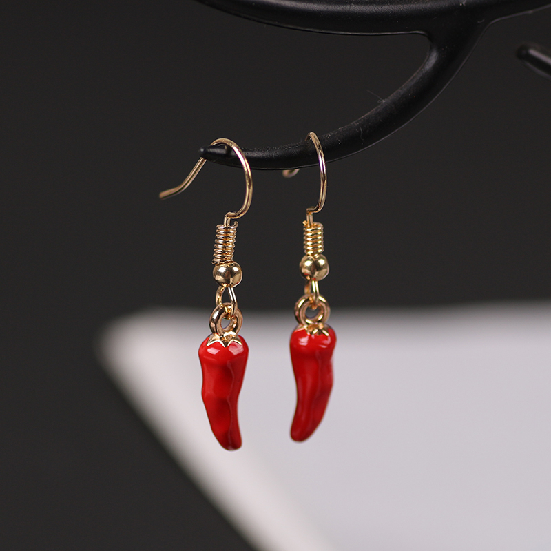 Cute Red Pepper Earrings Pendi - Ethnic Fashion Sale recension och pris