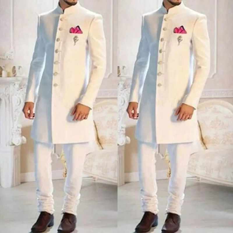 Fashion Design White Stand Col - Ethnic Wear Men'S Fashion recension och pris